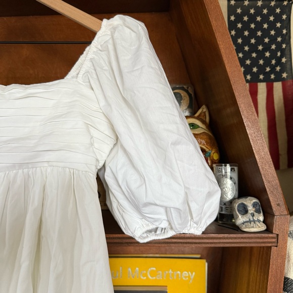 Abercrombie & Fitch - Emerson Poplin Puff Sleeve White Mini Dress - size small - Picture 2 of 6